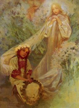 Alphonse Maria Mucha : Madonna of the Lilies